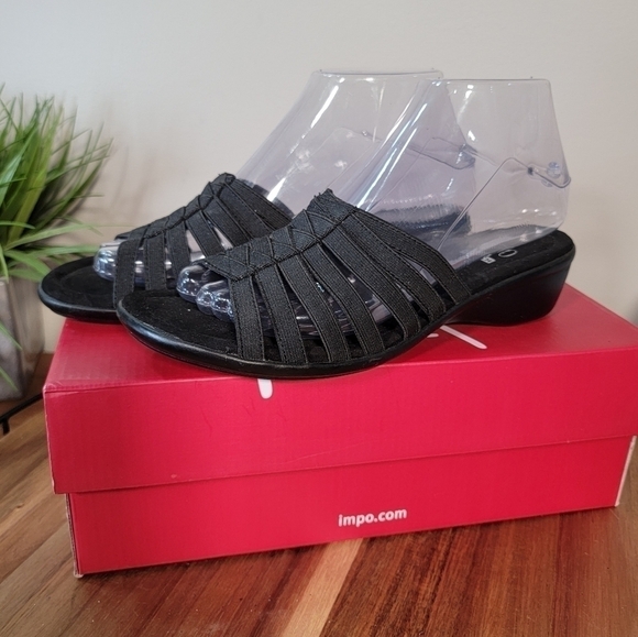 Impo Gracious Black Strappy stretch slip on sandals Size 7 - Picture 7 of 16